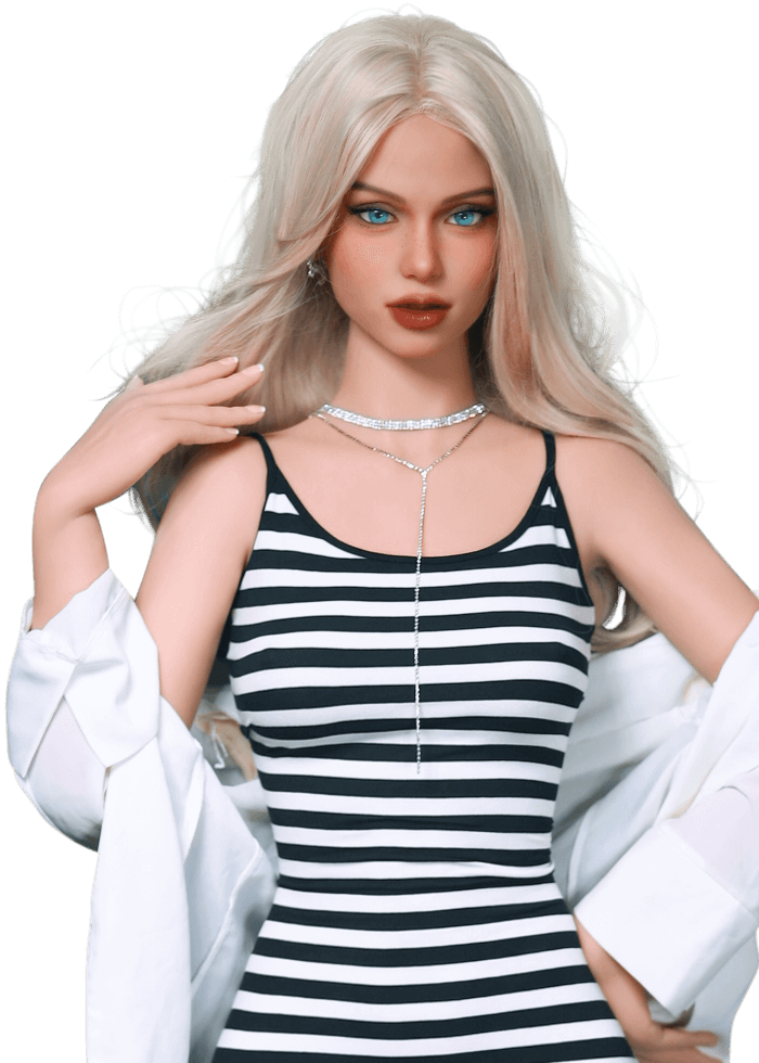 DutchDoll Hannah | 161 cm Realistische TPE Sexpuppe DutchDoll Hannah 161 cm mit blondem Haar, hellblauen Augen, Gel-Brüsten und weiblicher Figur, lebensechte Puppe mit weicher Haut.