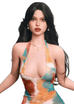 Realistische TPE Sexpuppe DutchDoll Nina 161 cm mit braunen Haaren, braunen Augen und Gel-Brüsten, lebensechte Puppe mit weicher Haut und natürlichem Look.
