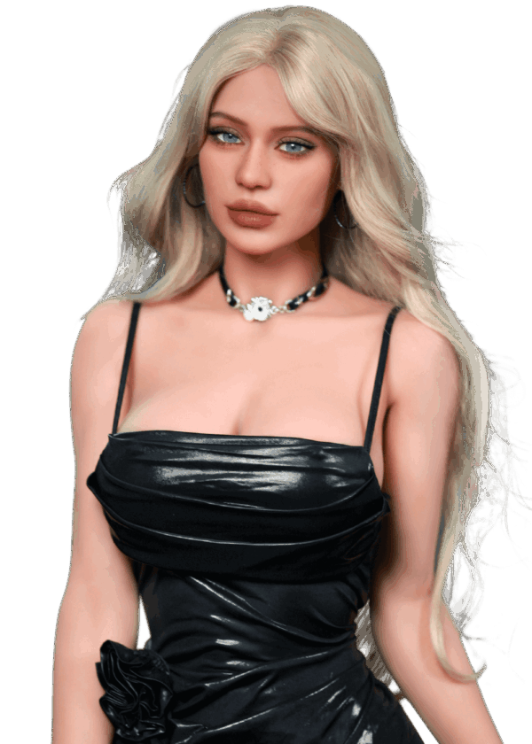 Realistische TPE Sexpuppe Firedoll Stella 156 cm mit hellblonden Haaren, weicher Haut, natürlicher C-Cup-Brust und elegant femininen Rundungen.