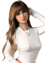 Realistische TPE Sexpuppe Mila 158 cm mit hellbraun-blonden Haaren, schlanker Taille und sportlichem Brunette-Look, lebensechte Puppe mit weicher Haut.