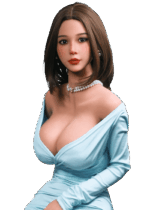 Realistische TPE Sexpuppe Firedoll Luna 166 cm mit dunkelbraunen Haaren, braunen Augen, großen Gel-Brüsten und elegantem Sanduhr-Figur, lebensechte Puppe mit weiblichen Kurven.